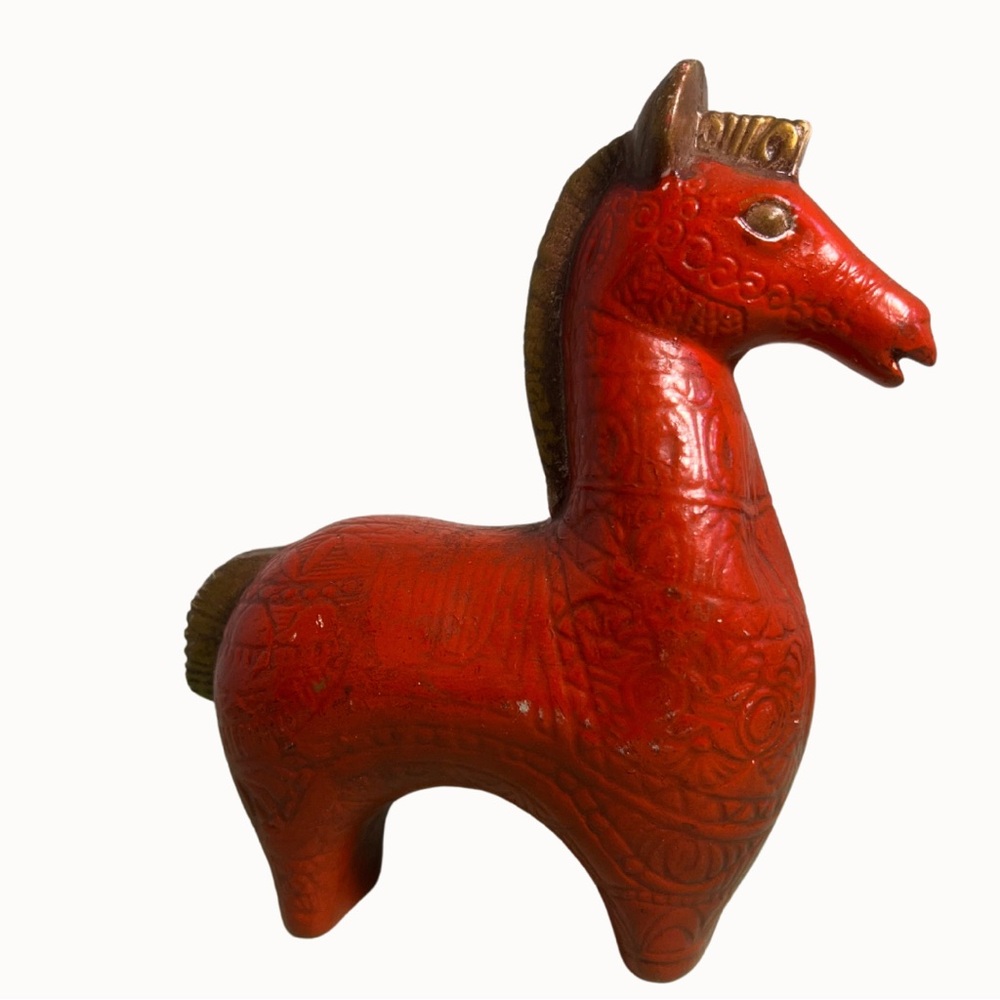 MCM Bitossi Style Red Ceramic Horse Figure